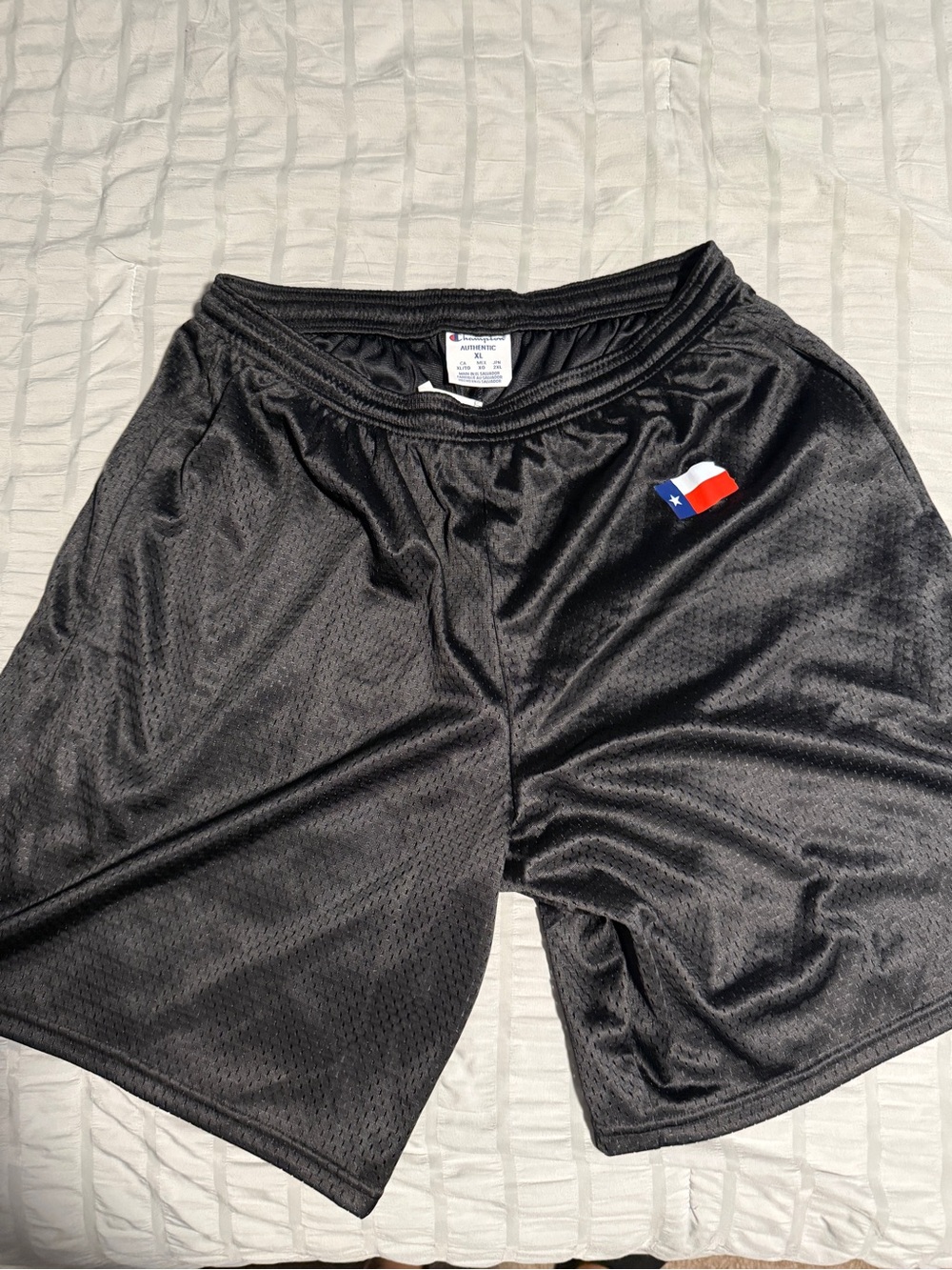 Travis Scott Black Athletic Mesh Shorts with Texas Flag Patch